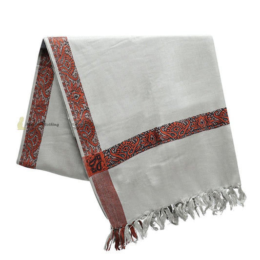 Gray Rust Brown Edge Habaib Sorban Scarf Faux Cashmere Turban with Design