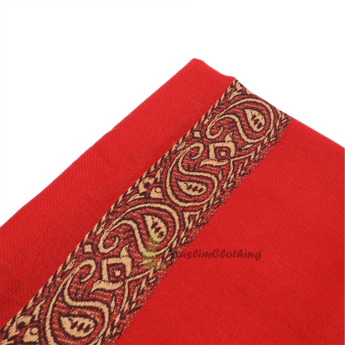 Red Habaib Yemeni Kashimiri Style Shawl Sorban Turban Brownish Orange Black Border Design
