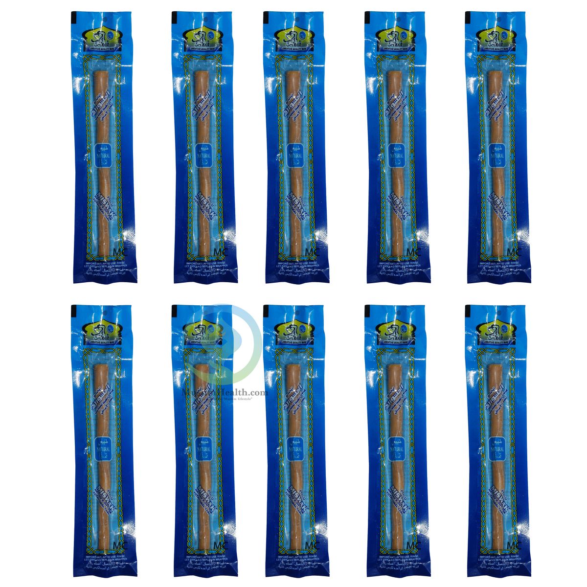 Peelu Miswak Natural Fresh Bristles Moist Vacuum-Packed 8″ Sewak Siwak (10 Packs) Sunnah Stick Islamic Salat Namaz Tooth Gum Care (Original) Alkhair