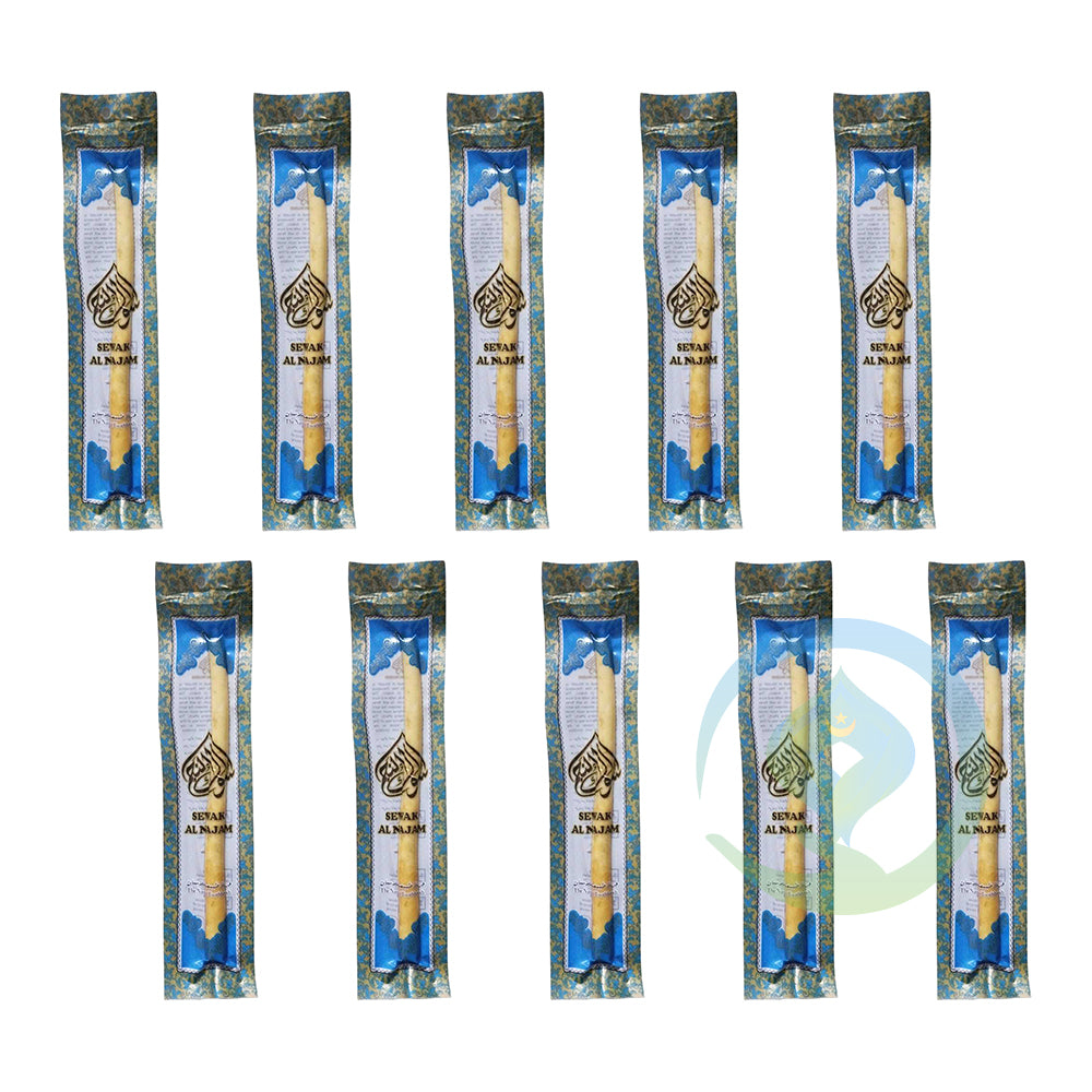 Set of 10 Sewak Al-Najam Natural 6" Vacuum Packed Twig Sunnah Toothbrush Peelu Siwak Miswak