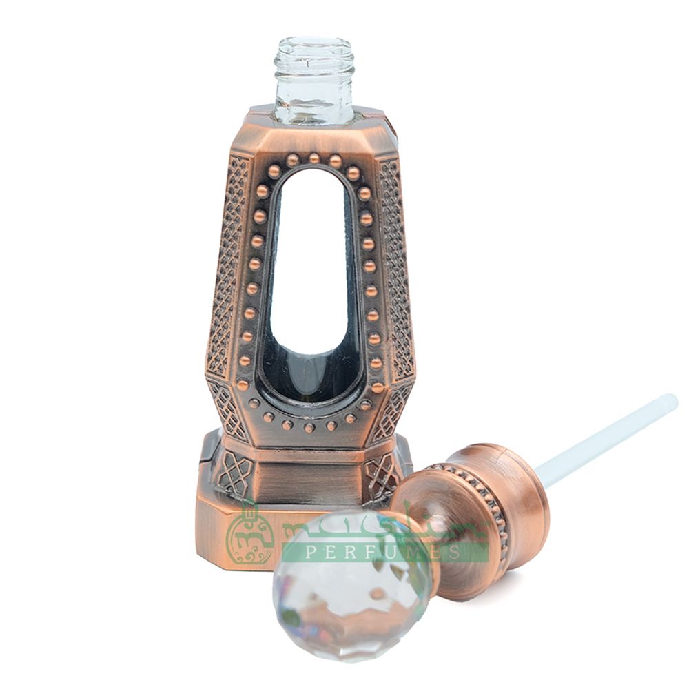 10 ml Perfume Bottles For Attar | Dubai Design Antique Copper 4-Sided Crystal Topped with Dipstick