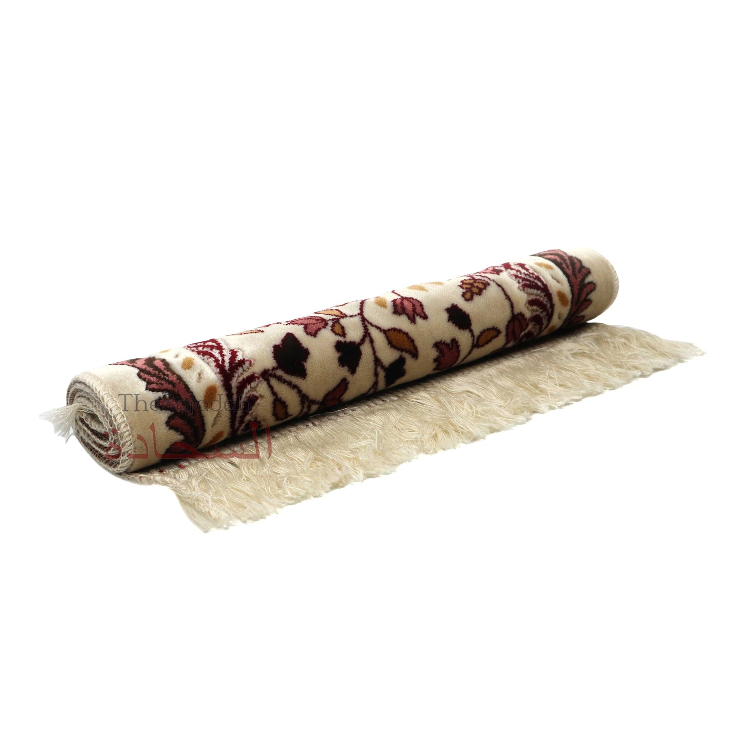 Aydin Extra Small Mini Kid's Prayer Rug Cream & Pink & Maroon Mosque Design 14x 25 In (35x 63 cm) Islamic Salat Ja Namaz