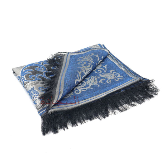 Blue Thin Prayer Rug Chrome Flowers Pointed Arch Salat Rug Prayer Mat Rug