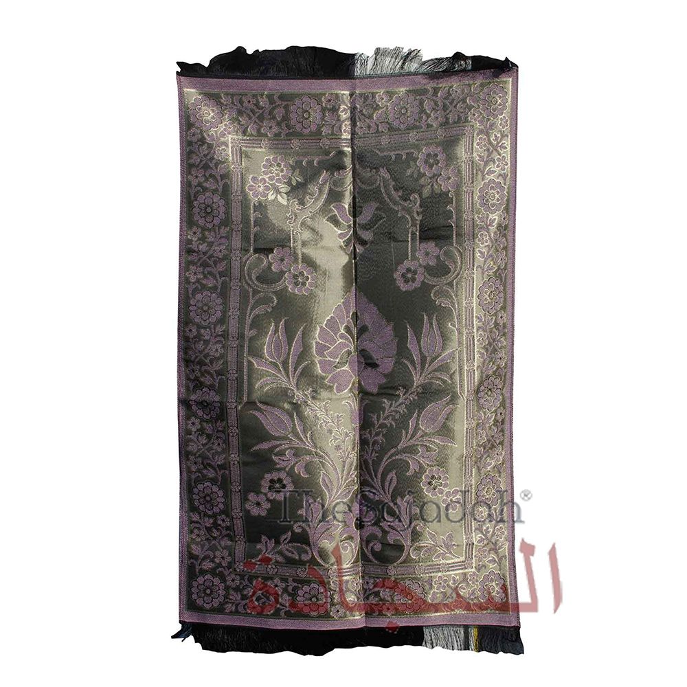 Light Purple Gray Extra Thin Flowers Pointed Arch Prayer Mat Travel