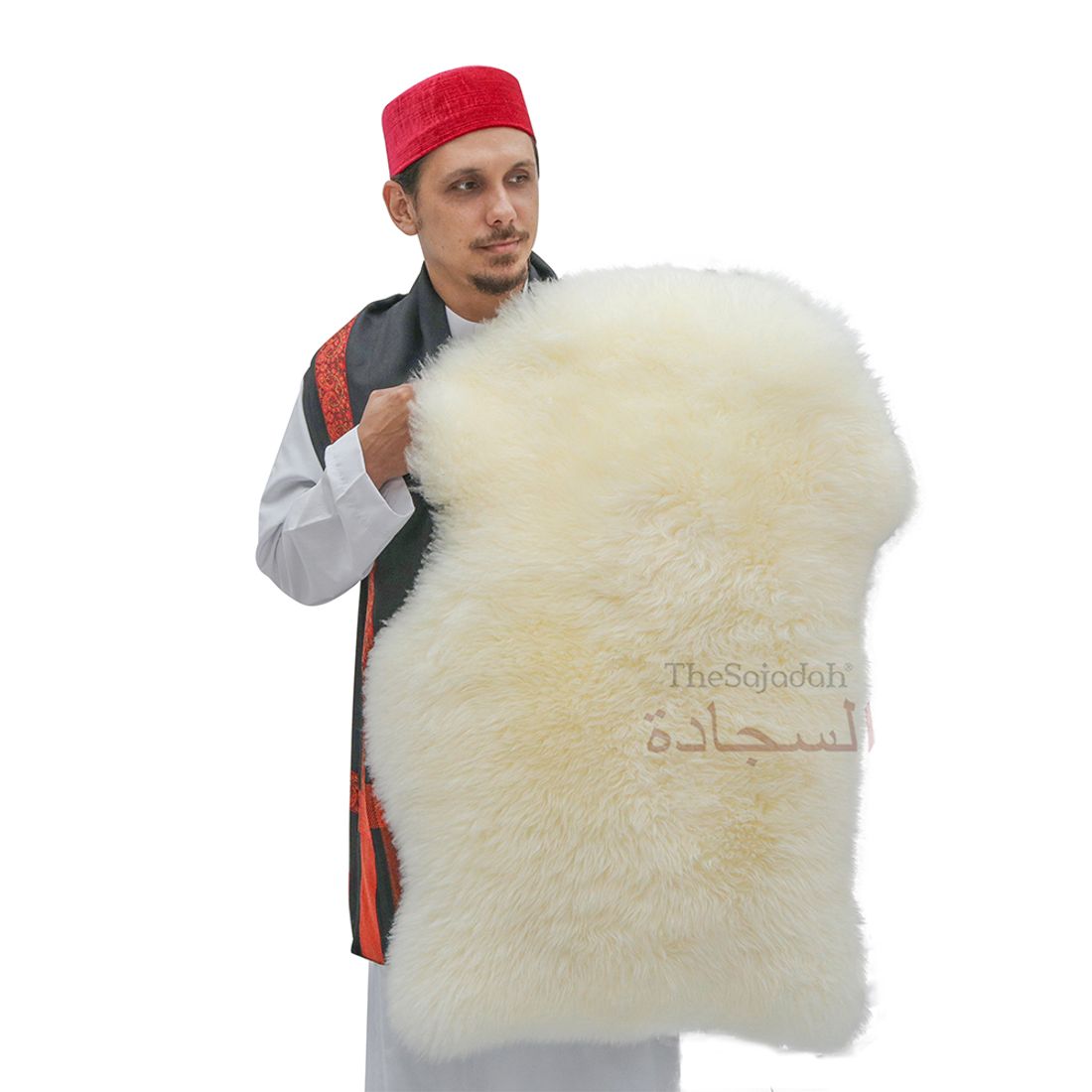 White Genuine Sheep Natural Skin Comfortable Prayer Rug
