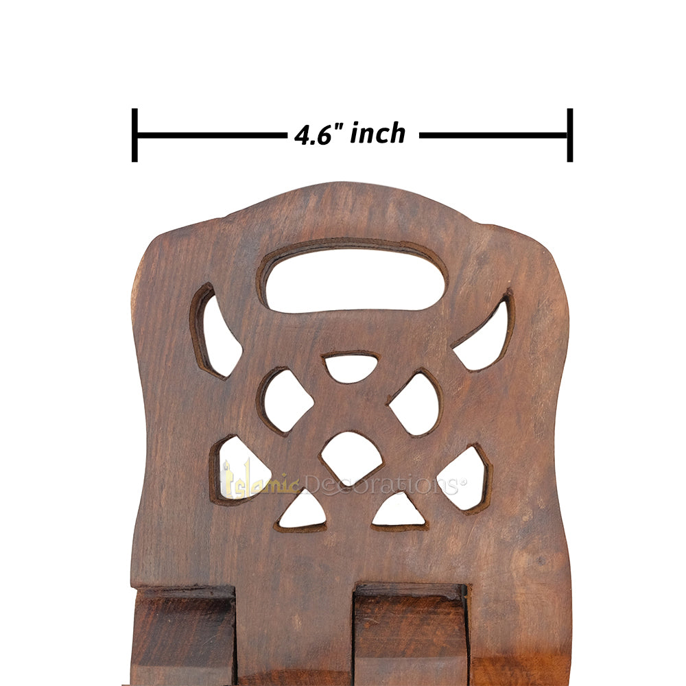 Set of 2 - Small Carved Handle Top Wooden Qur'An Stand - 10"