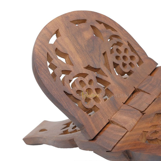 Medium Carved Rounded Top Wooden Qur’An Stand – 13