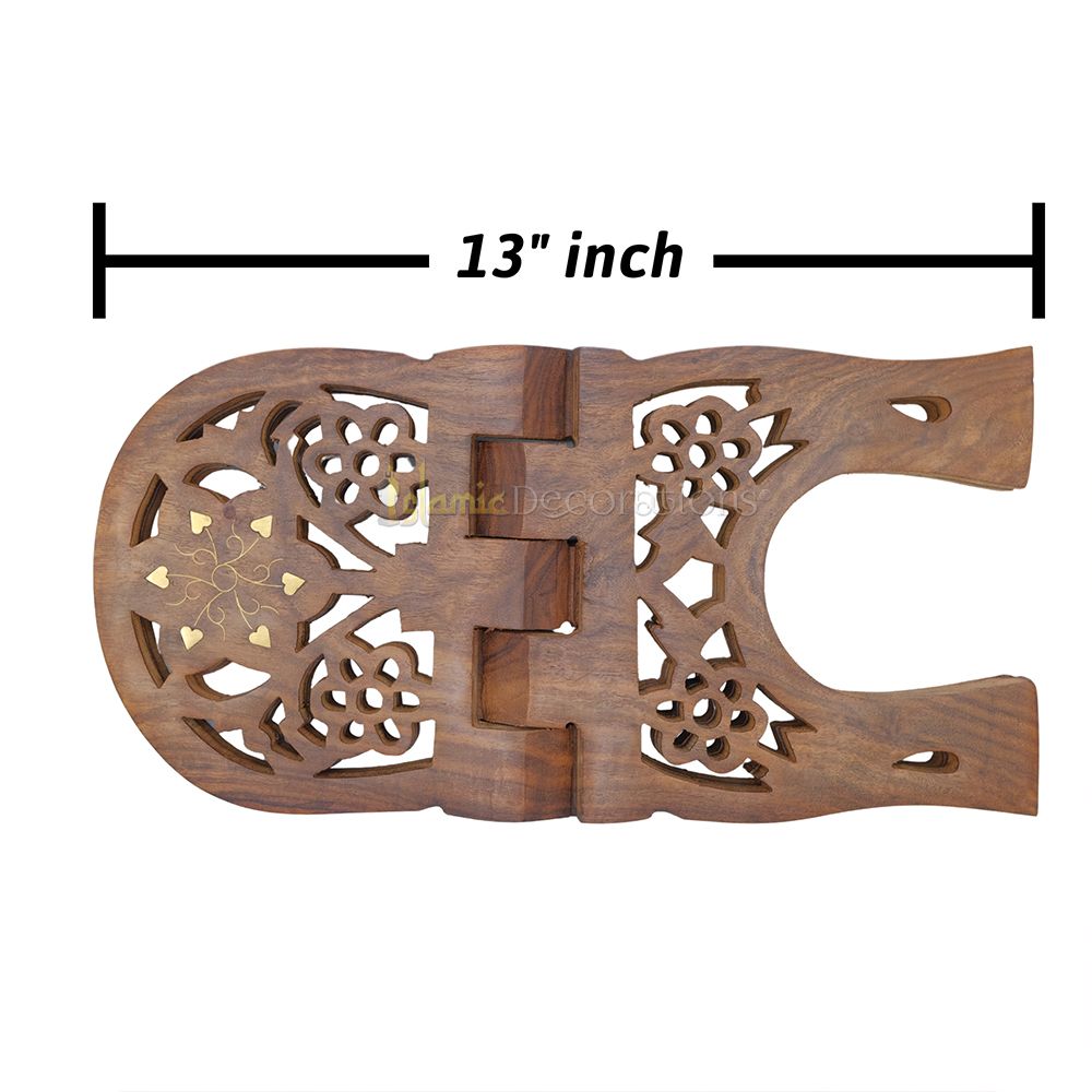 Medium Carved Rounded Top Wooden Qur’An Stand – 13