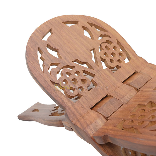 Tempat Al-Qur'an dari Kayu Berukir Bulat Besar - 15"