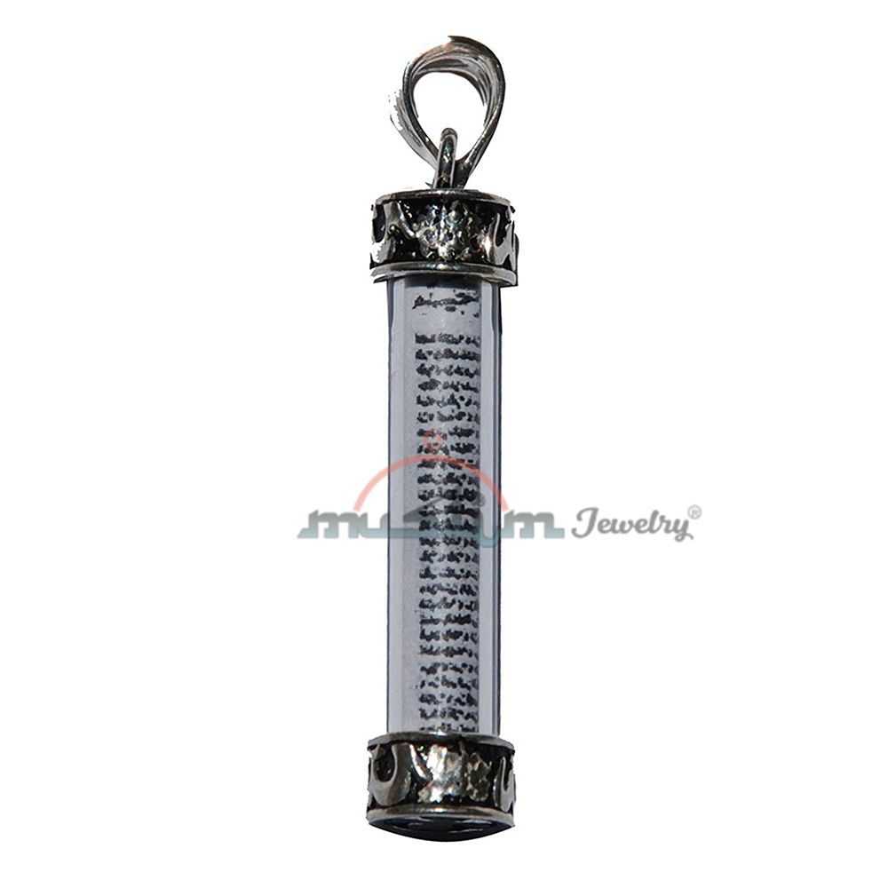 Glass Vial Dua Pendant – Jawshan Kabir Arabic Talisman Taviz with Sterling Silver