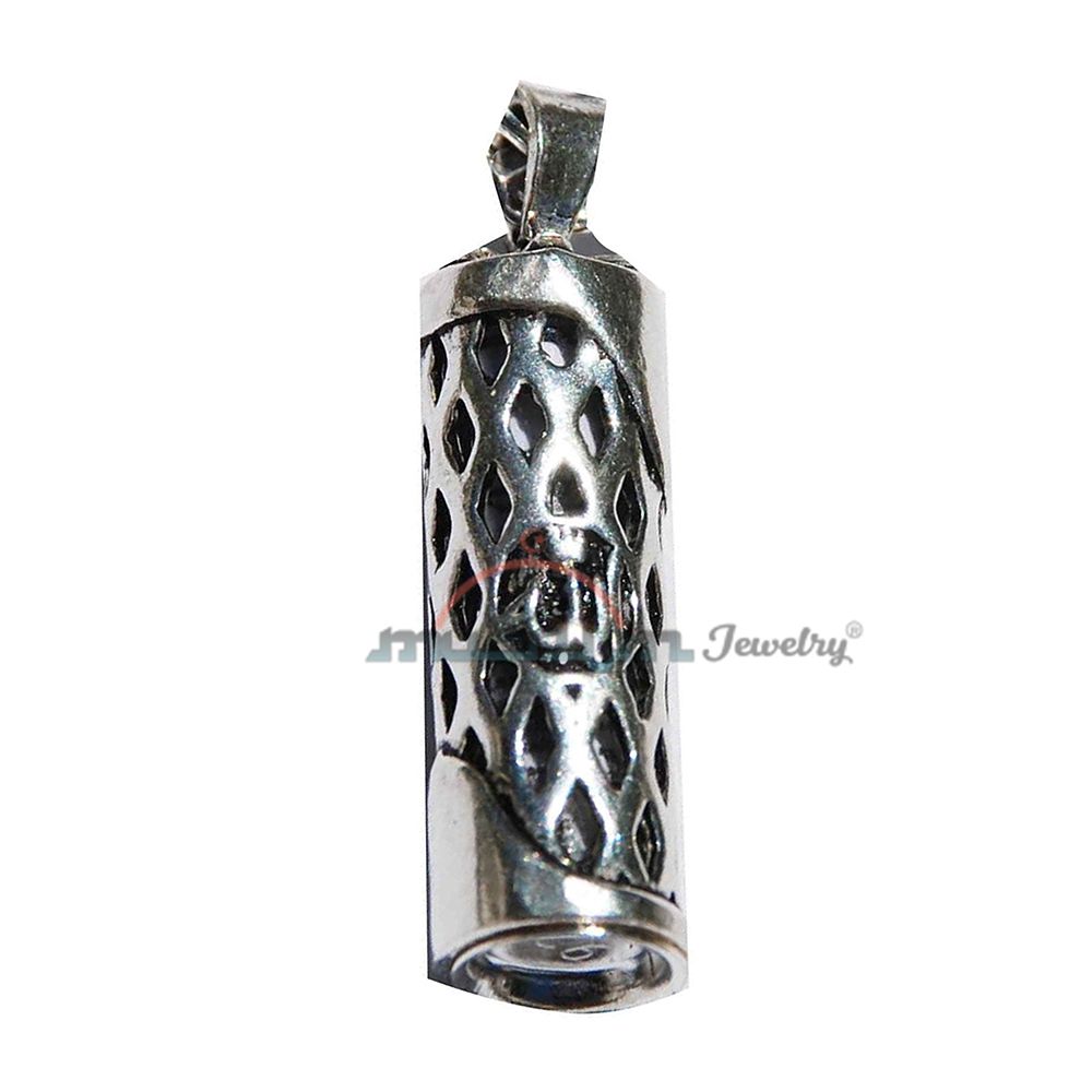 Allah Lattice Design Glass Jawshan Cevsen Vial Enclosed In Sterling Silver Islamic Talisman Pendant Tavis