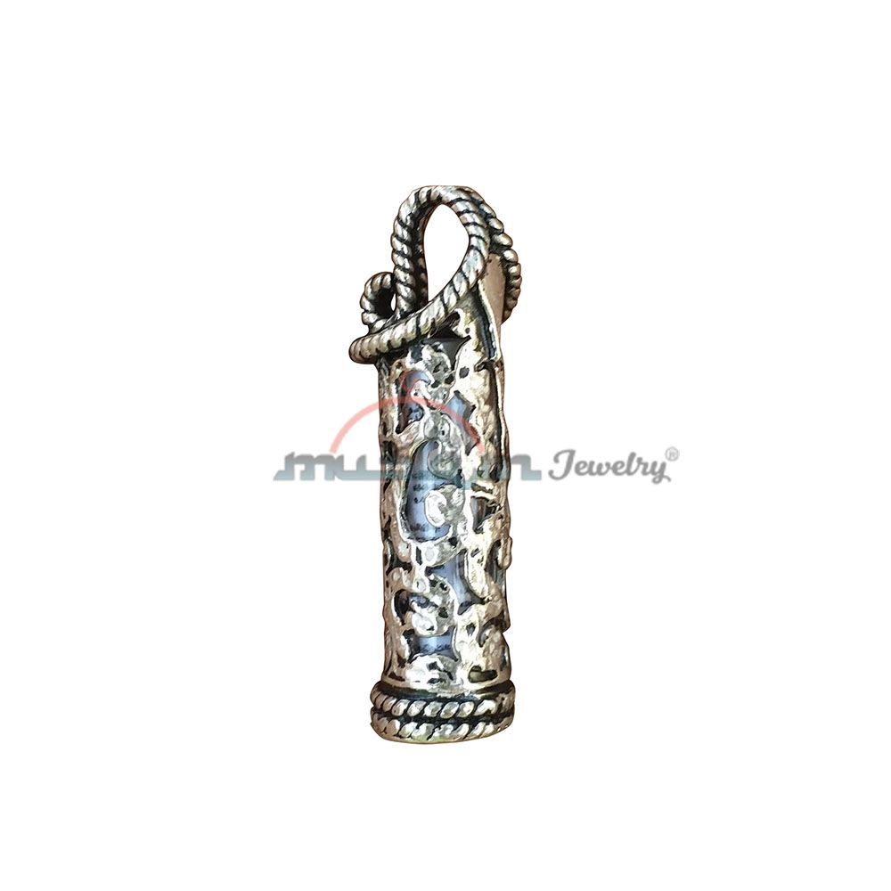 Sterling Silver Jawshan Kabeer Dua Pendant Talisman Vial with filigree Design