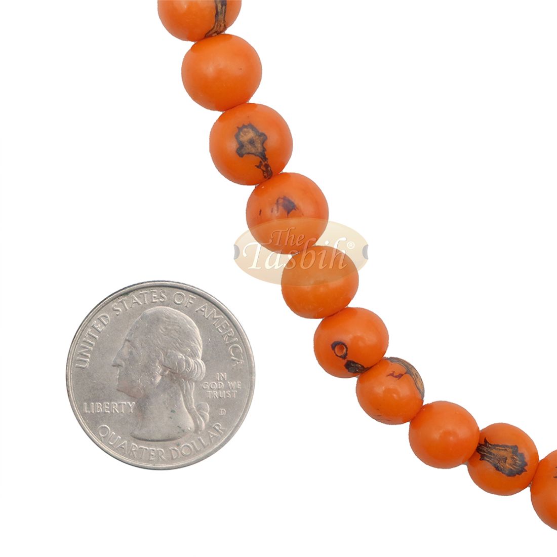 Orange Natural Colored Dye Eco-friendly Sustainable Original Açai Seed 9mm Beads Traditional Tasbih