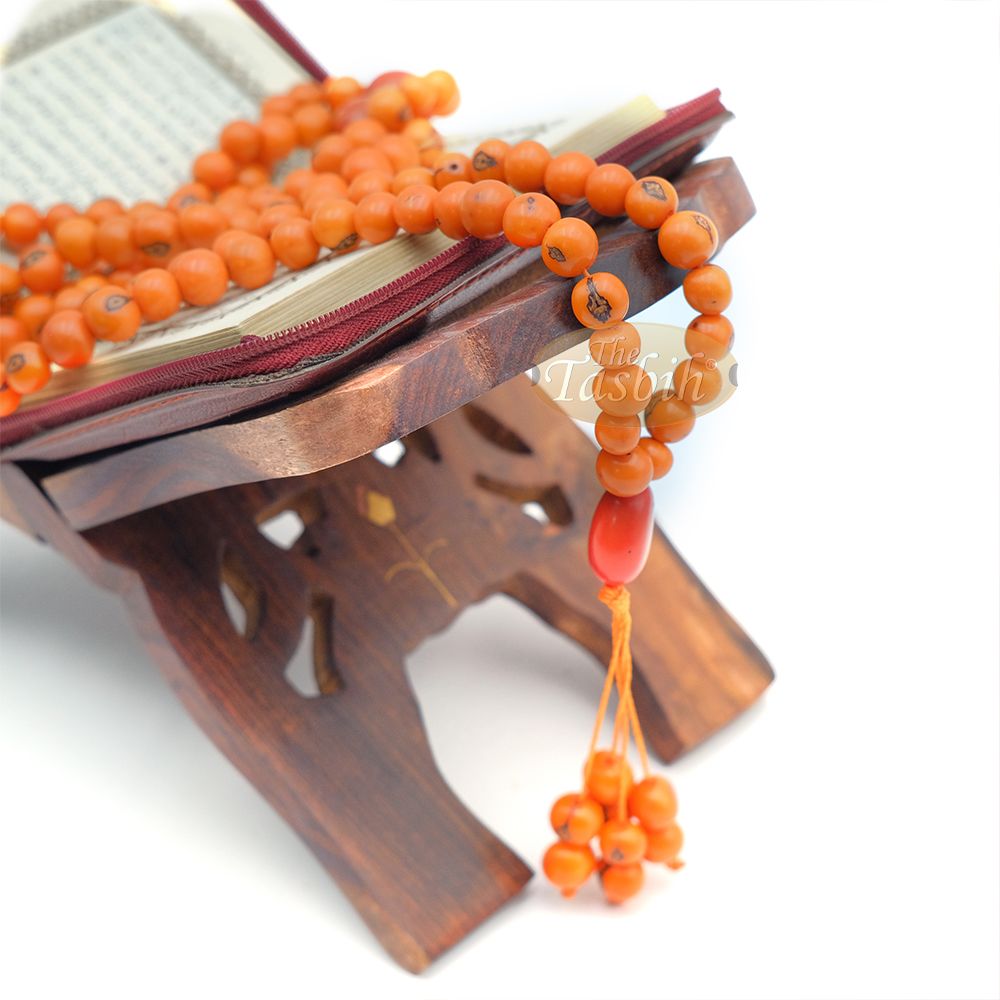 Orange Natural Colored Dye Eco-Friendly Sustainable Original Açai Seed 9 mm Beads Traditional Tasbih