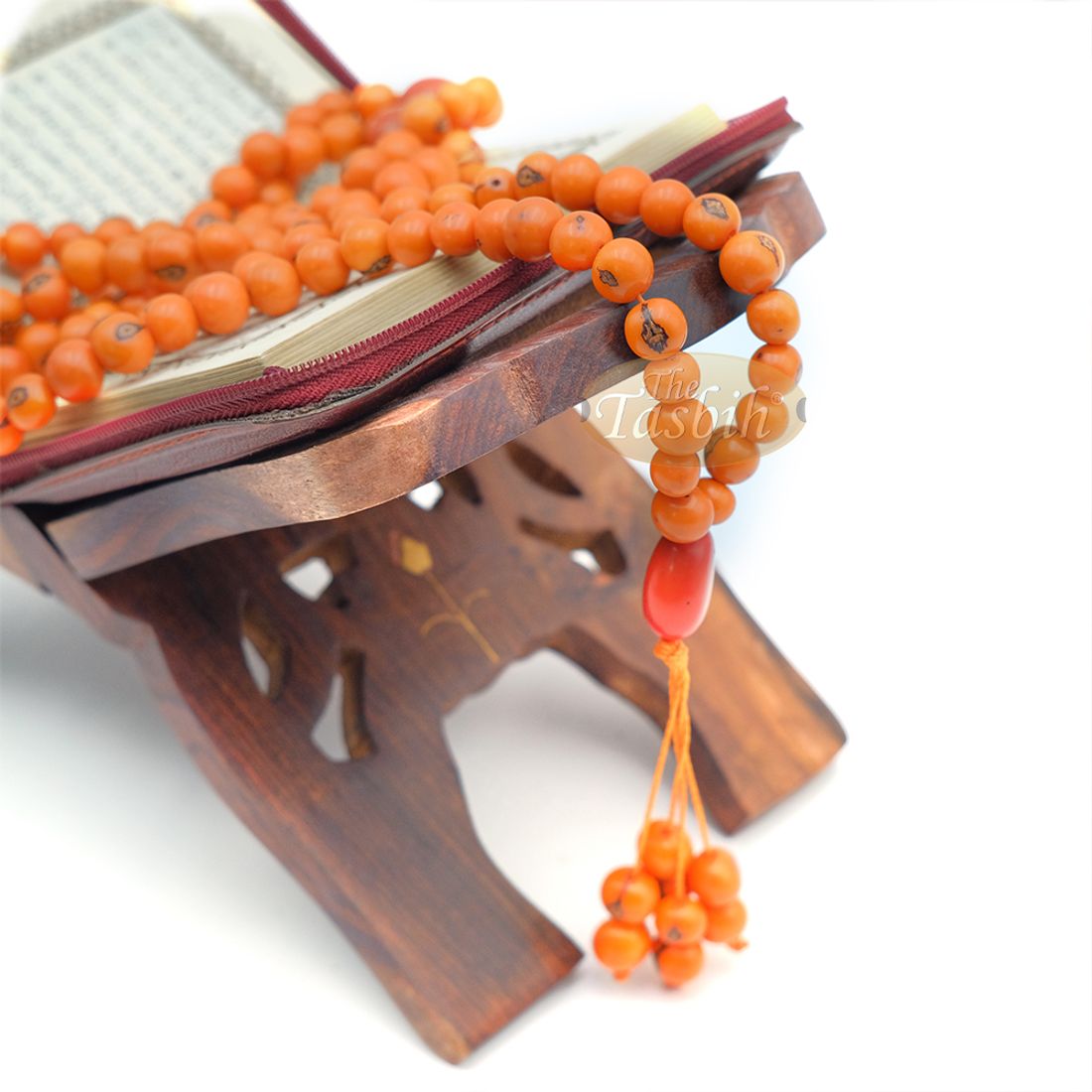 Orange Natural Colored Dye Eco-friendly Sustainable Original Açai Seed 9mm Beads Traditional Tasbih