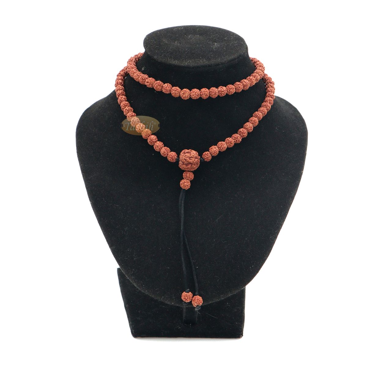 Islamic Prayer Small 6.5 mm Jenitri Seed Tasbih with 99 Beads On Black Satin Cord and 13 mm Divider