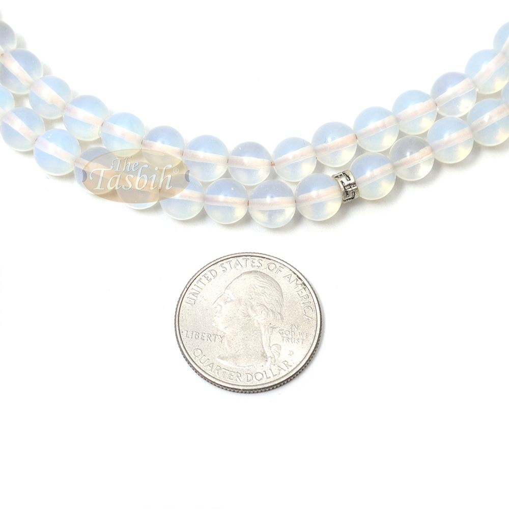 Opaque Moonstone 99 Beads greek Divider Design Flower Tassel 8 mm