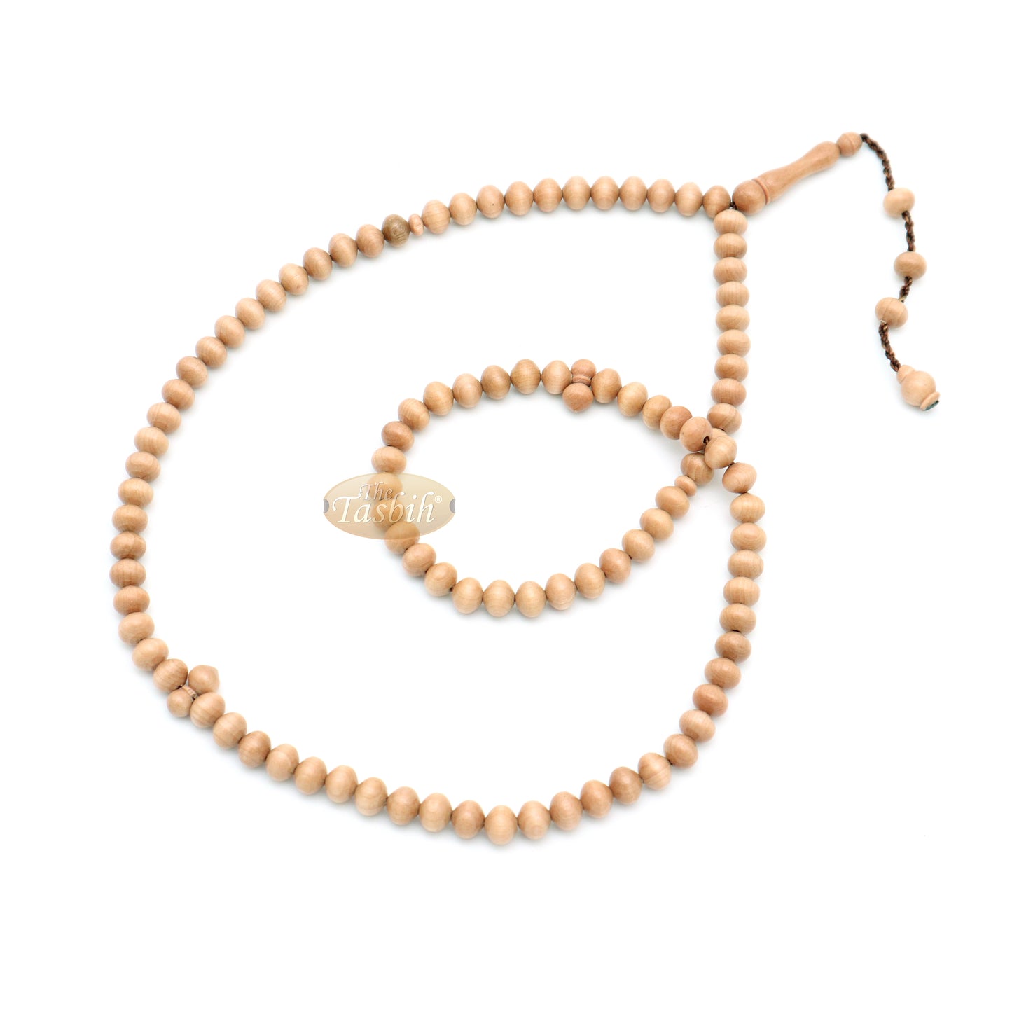 Tasbih Muslim Kayu - Butiran Oval Meruncing Coklat Muda 99-Ct Turki 7X8mm