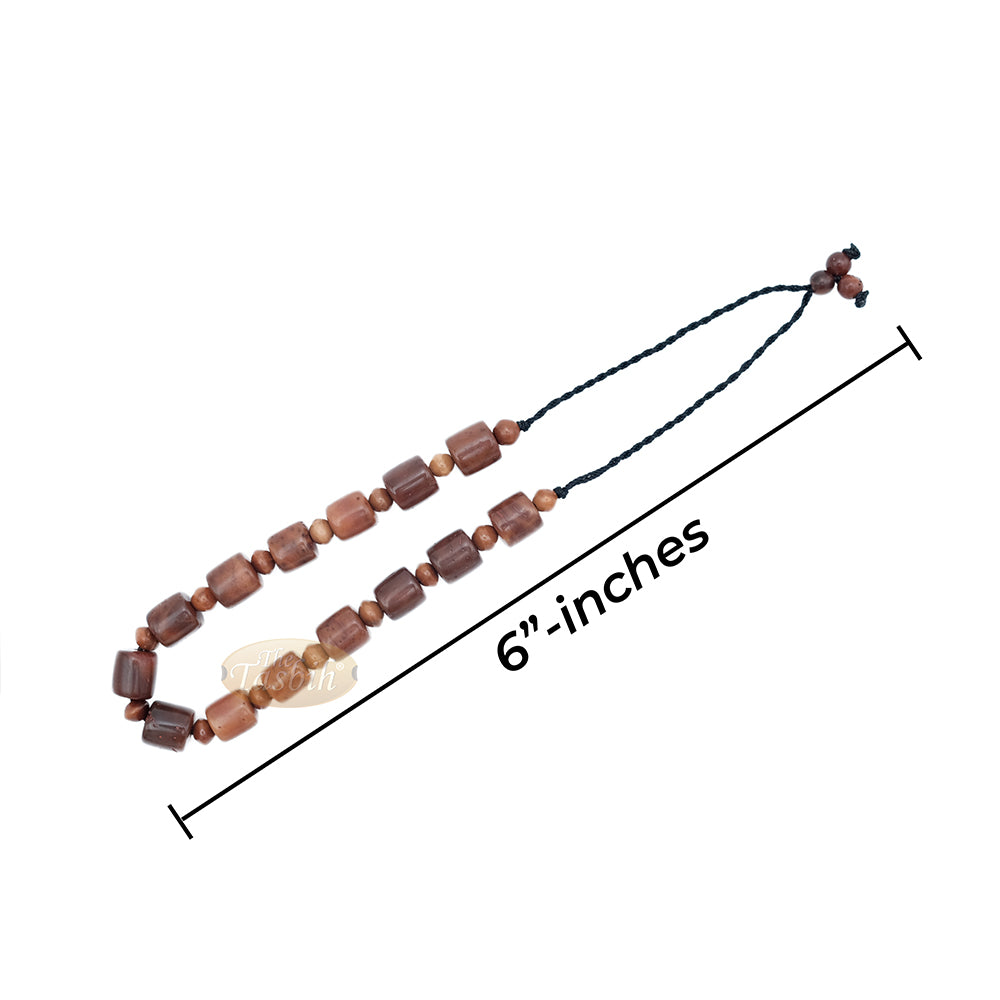 Brown Medium Kuka 29ct Prayer Bracelet - Handcrafted 8 mm Barrel 5 mm Round Genuine Natural Color Shiny Seed Rosary Beads in Gift Box