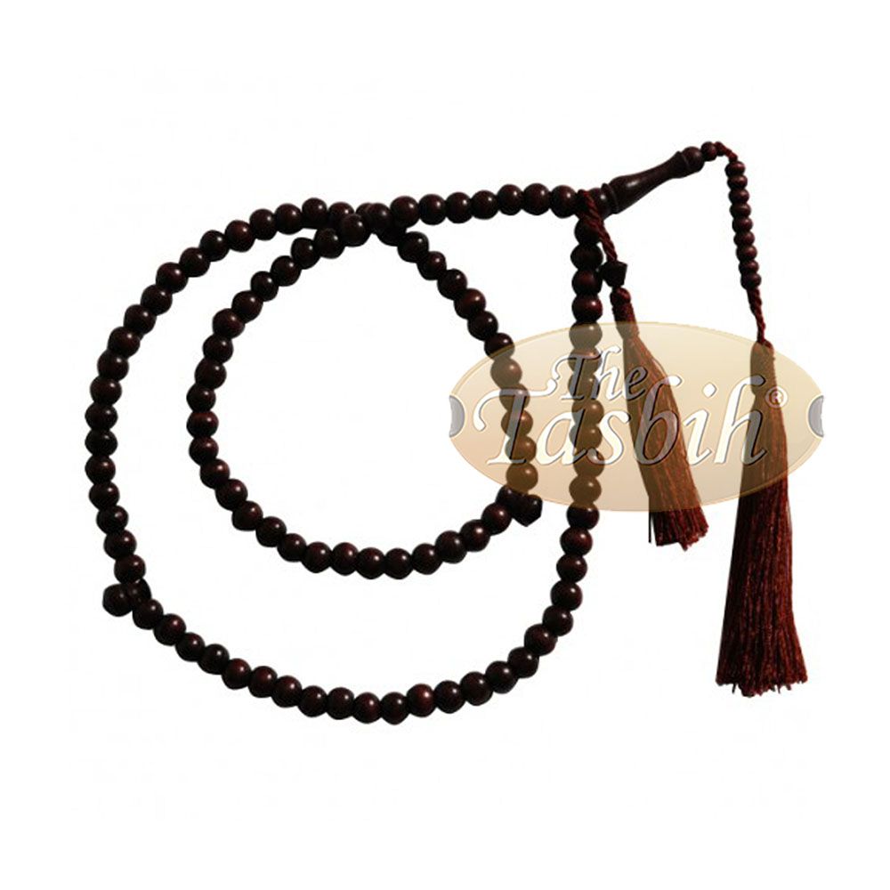 8 mm Maroon-Colored Citrus Wood Tasbih with Matching Tassels