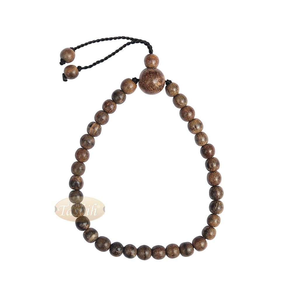 Small 5 mm Oud Aloeswood Tasbih Bracelet 33-Bead Adjustable 6-7 inch In Gift Box
