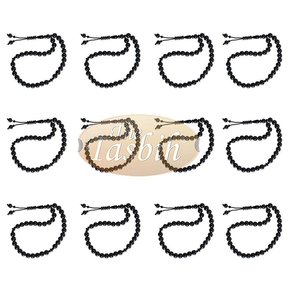 Lot of 12 – 33-Bead Tasbih Made From Natural Hematine – 8 mm Round Beads – Prayer Beads – Zikr Beads Rosary