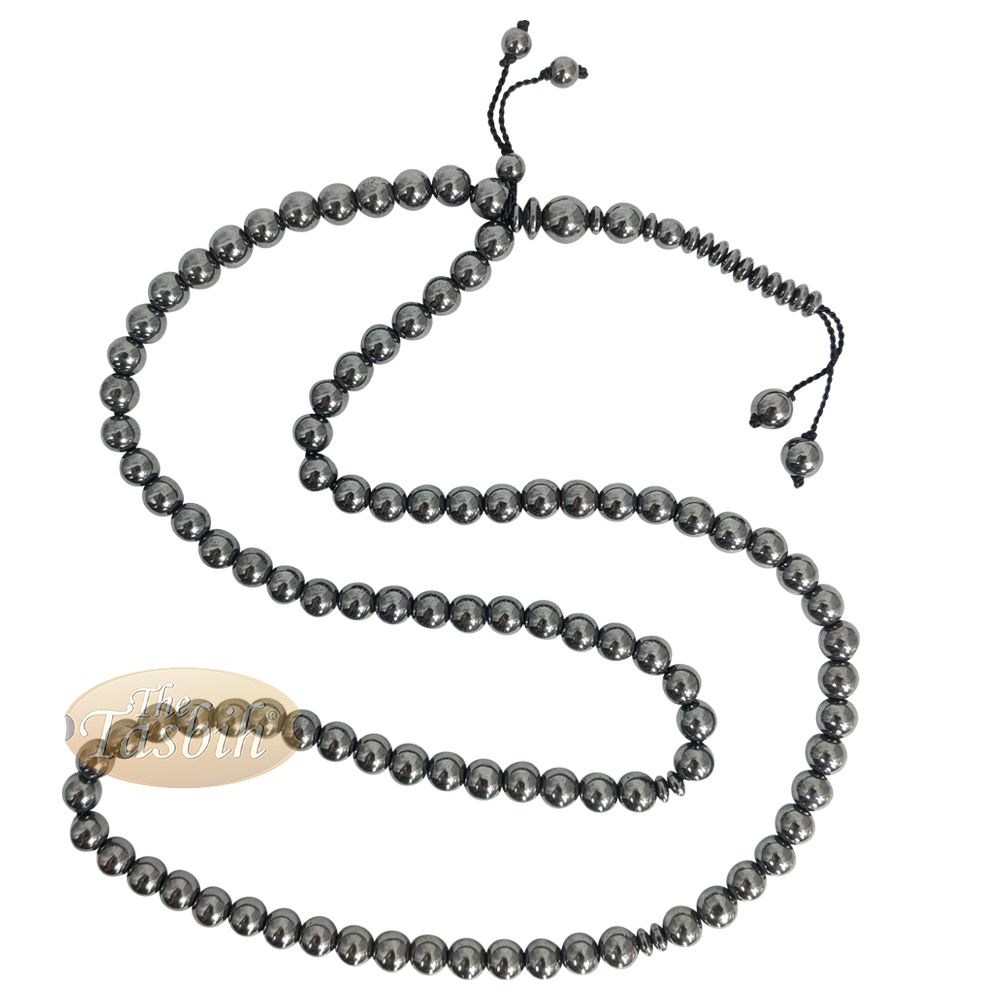 Large 99-Bead Tasbih Hematine Stone 8.5 mm Beads with Place Marker