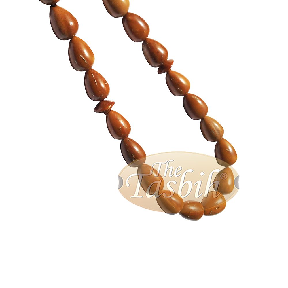 High Quality 7×10 mm Pear Shape Natural Kuka Koka Color 33-Bead Tasbih Subha