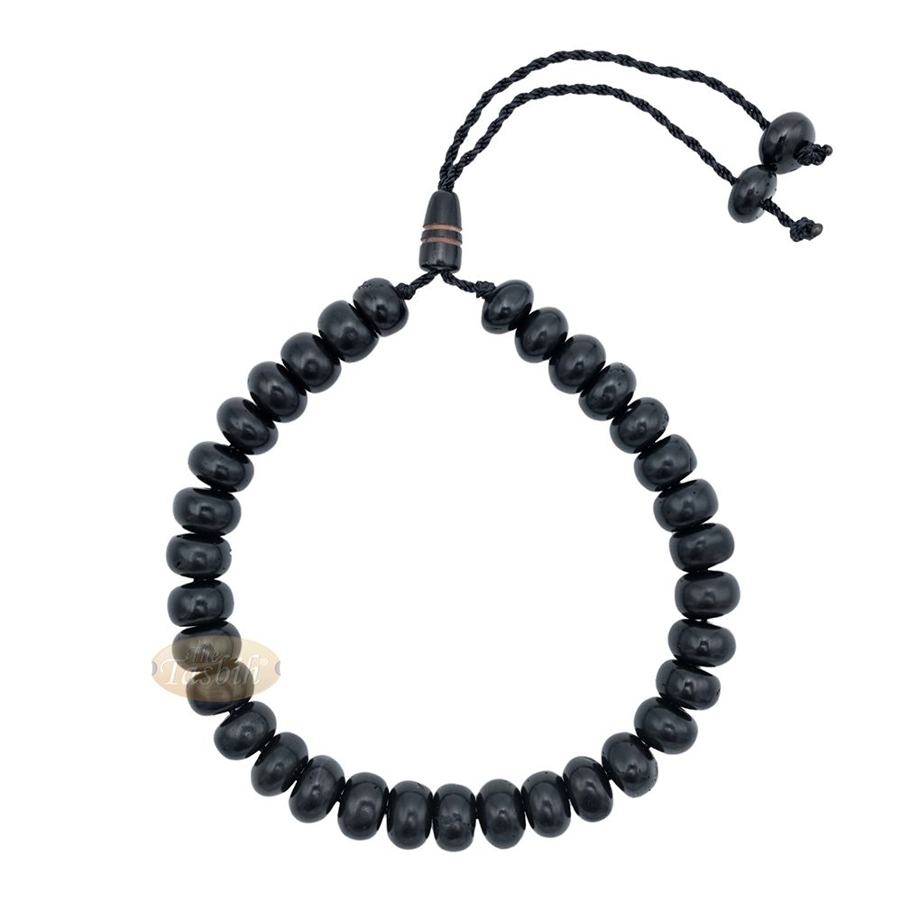 Small Black Kuka 33ct Tasbih Bracelet Adjustable Handcrafted 5x8