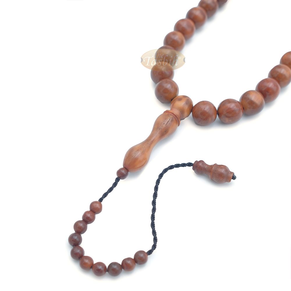 Large 12 mm Kuka Misbaha – Handcrafted 99-bead Muslim Prayer Beads Tasbih – Genuine Natural Color Shiny Seed Islamic Rosary in Gift Box