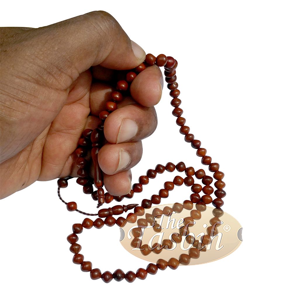 Dark Brown Saucer Shape 6×7 mm 99-Ct Turkish Style Koka Tasbih Prayer Beads