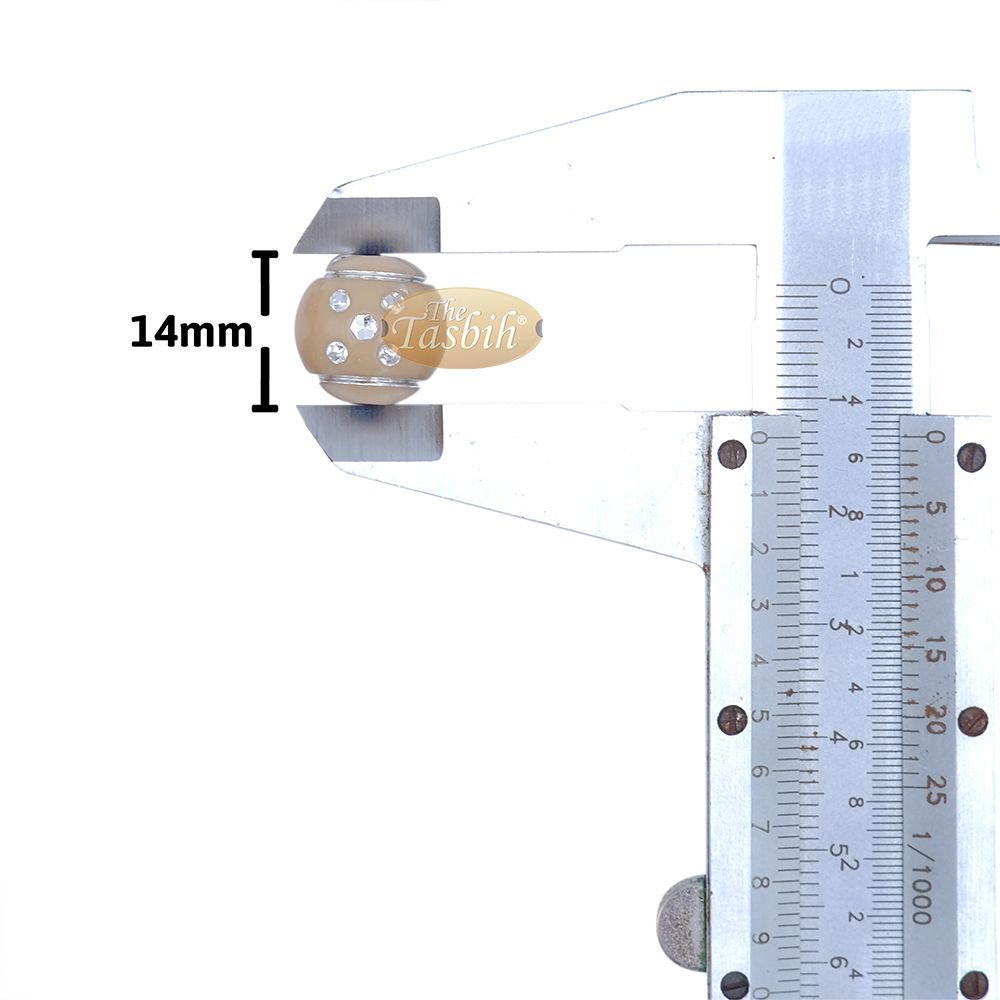 Large Muslim Prayer Beads 14 mm Brown Plastic Resin Electroplated Silver-Tone Dots 33-Ct Prayer Dhikr Beads