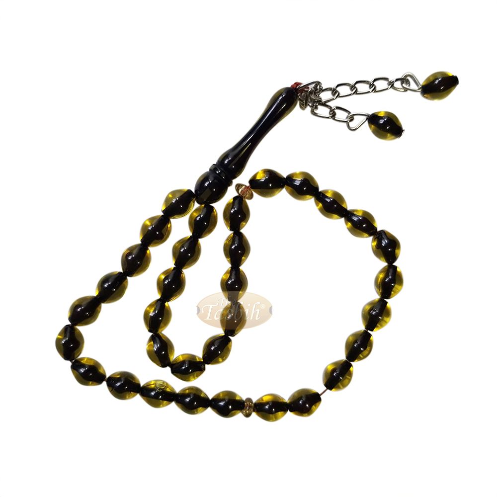 x-Small 33-Bead Translucent Yellow Black Monomer Prayer Tasbih