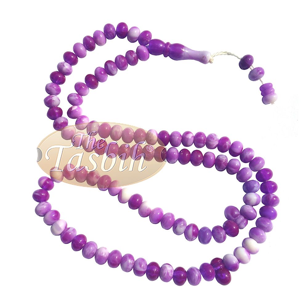 Small Marble Purple Plastic Tasbih 6×5 mm Zikir Prayer Beads