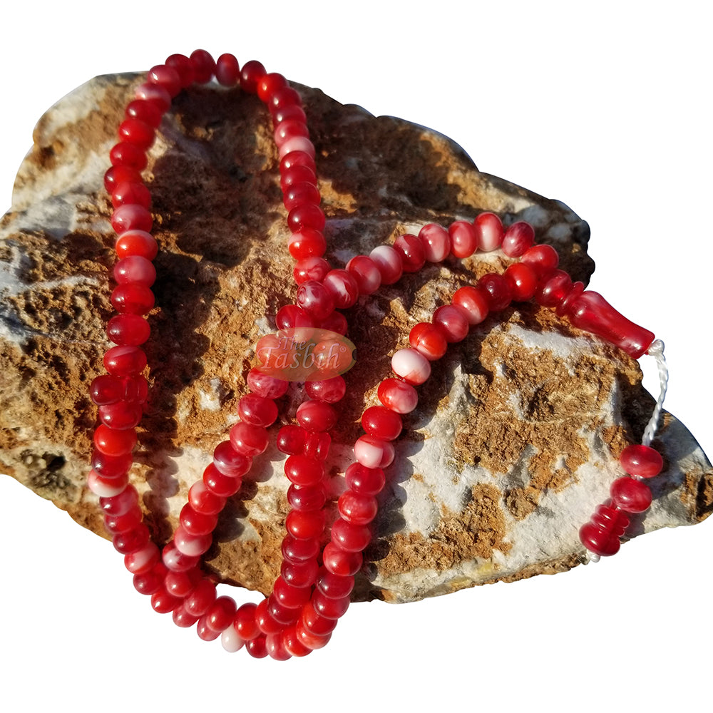 Tasbih - Putih Polos 9x8 Sederhana 99 Butir Horizontal Plastik Oval Tasbih Sibha Misbaha dengan Tombol Penahan Di Atas Alif