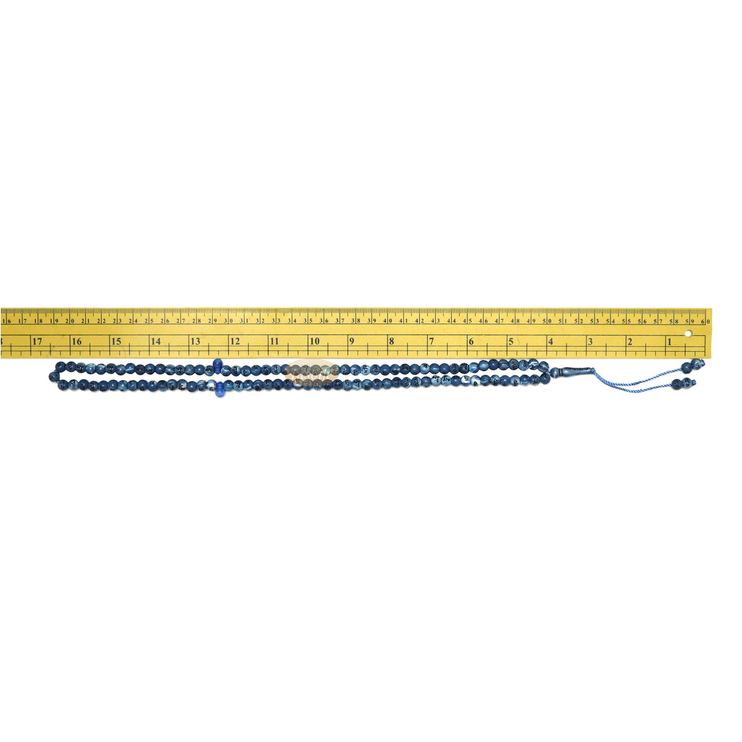 Tasbih Plastik Biru Marmer Kecil 7 mm Perak Allah Muhammad