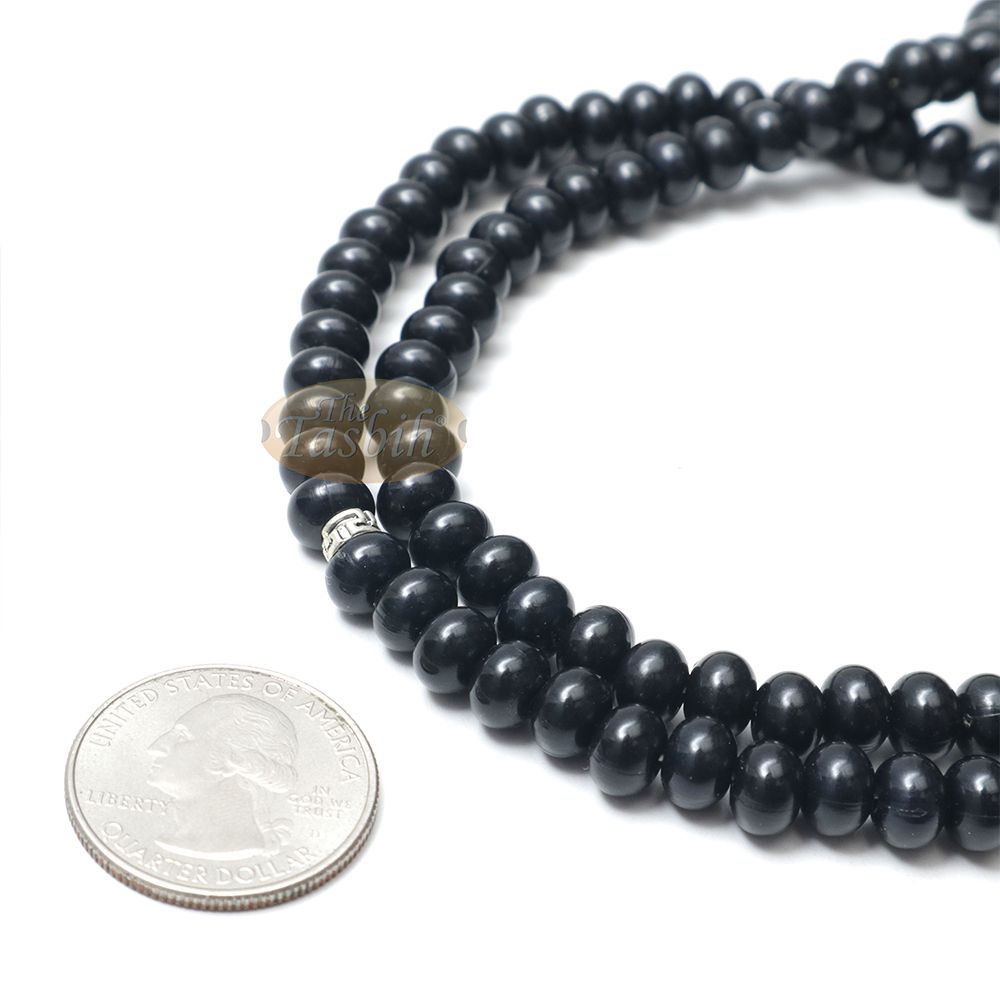 Black Plastic Oval greek Divider 99 Beads 7×5 mm Crescent Moon Tassels