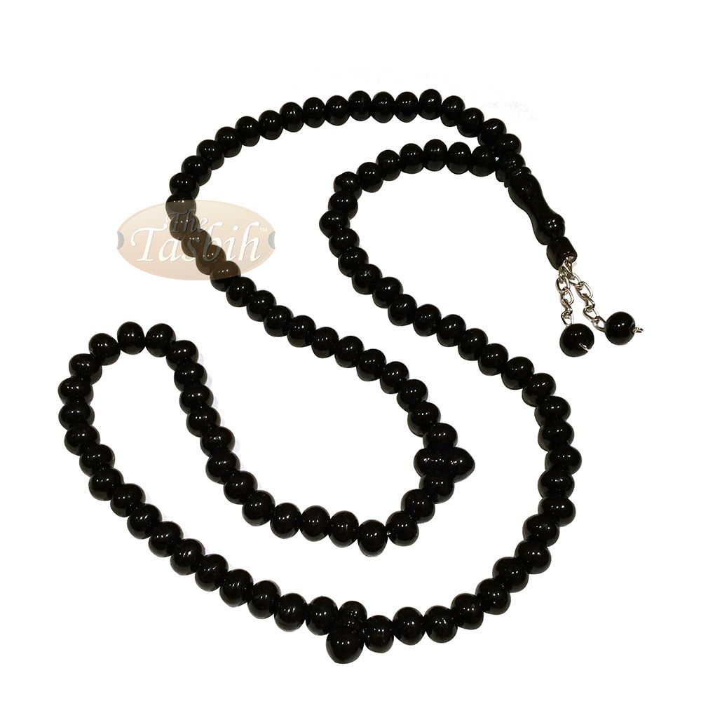 Black Med-Size 7×8 mm-Bead Monomer Islamic Prayer Bead Tasbih 2-Chain