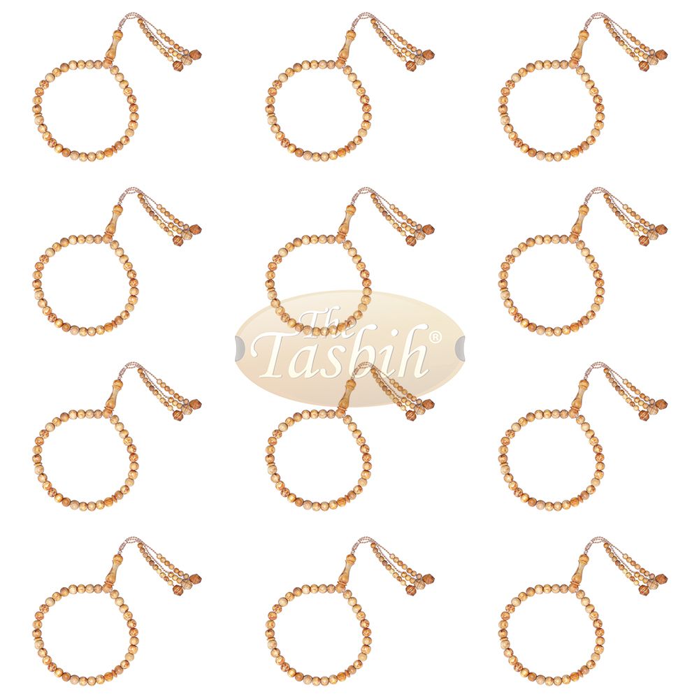 Lot of 12 Naturally Scented 33-Bead Pine Wood Prayer Beads 8 mm Tasbihs