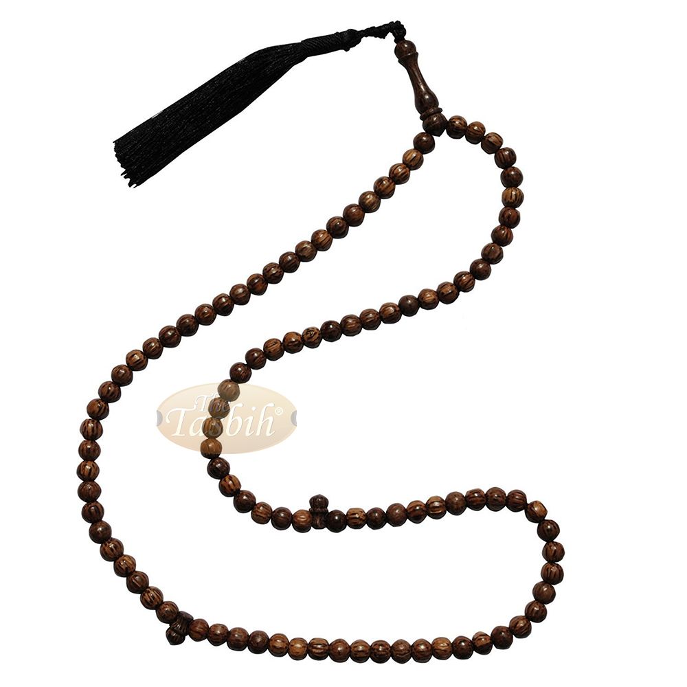 Beautiful 8 mm Exotic Sugar Palm Wood Tasbih Prayer Beads with Black Tassel