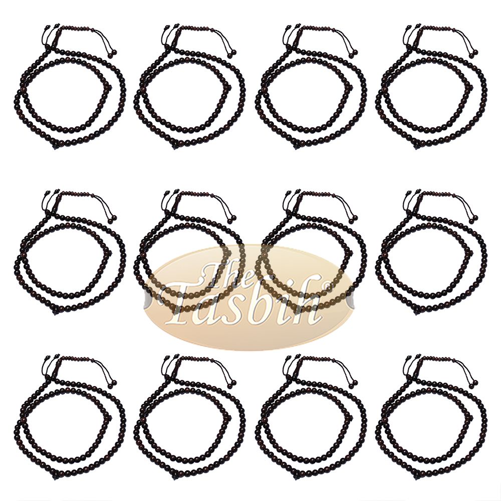 Lot of 12 – Tamarind Wood Rosary 8 mm-Bead Dense Wood Tasbih with 99-Beads