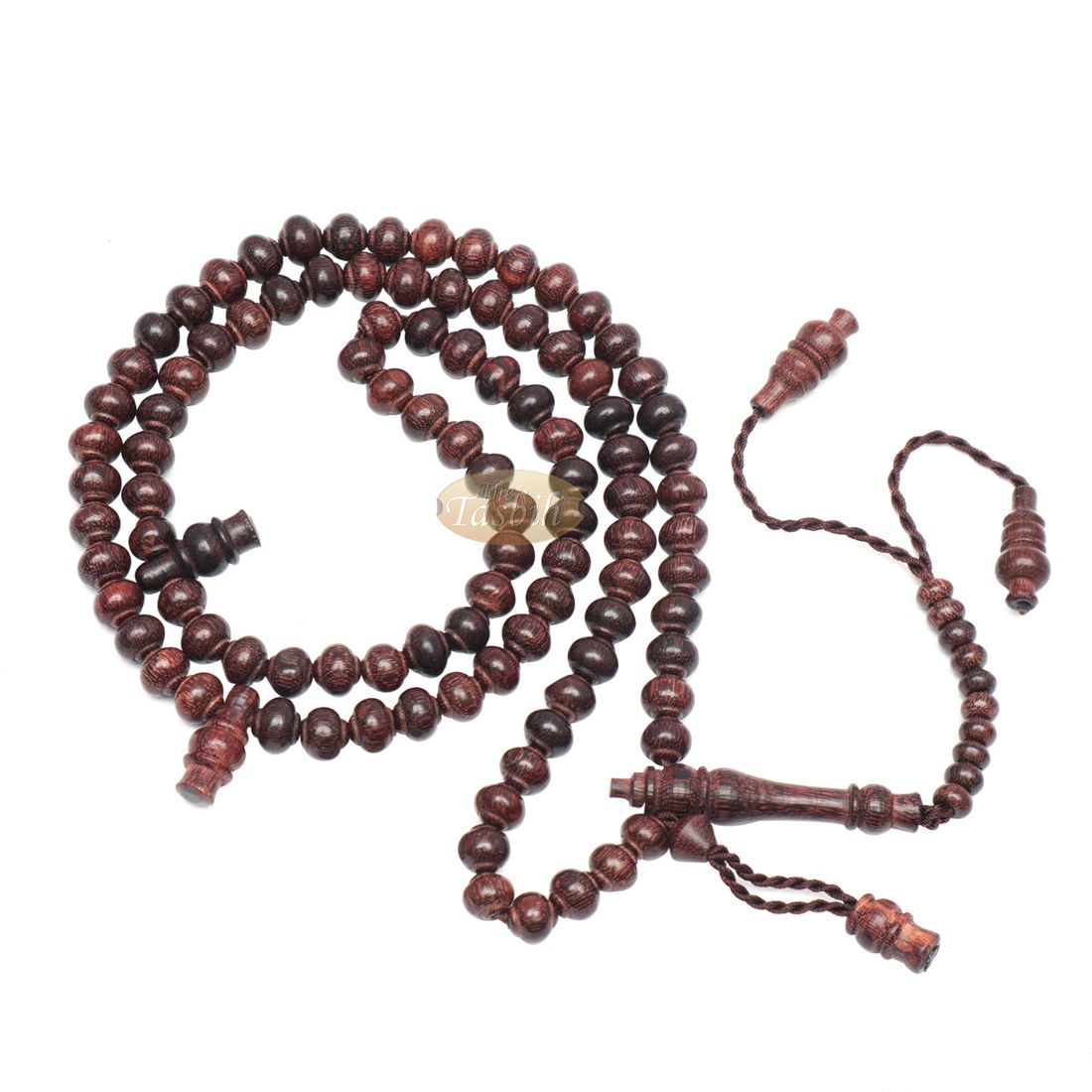 Handcrafted Tamarind Wood Tasbih Prayer Beads with 8x9mm Contoured Style 99-bead