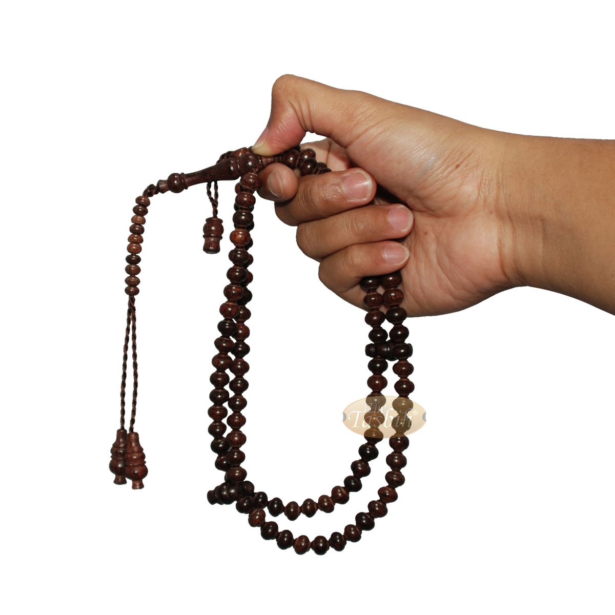 Handcrafted Tamarind Wood Tasbih Prayer Beads with 8×9 mm Contoured Style 99-Bead
