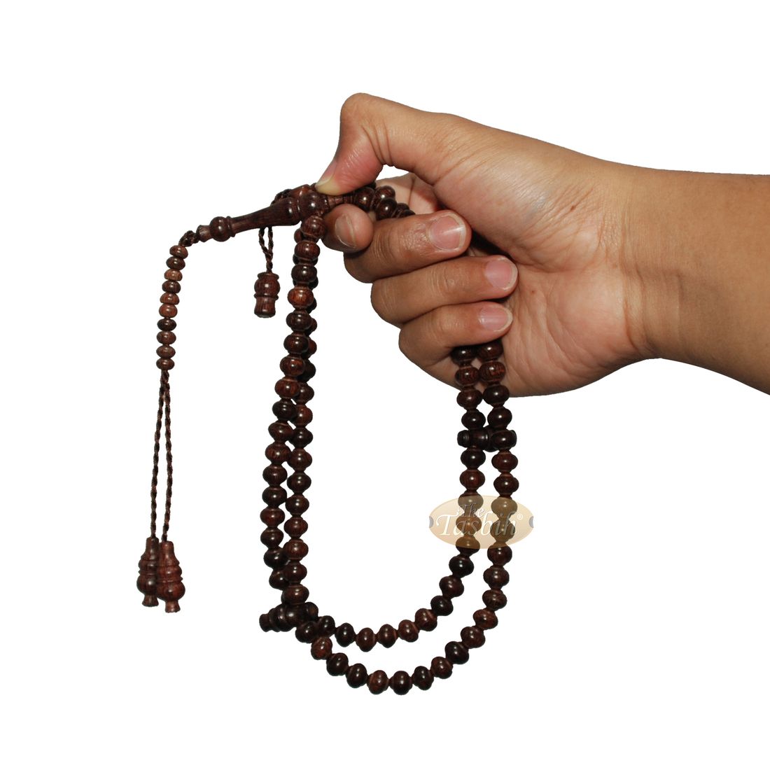 Handcrafted Tamarind Wood Tasbih Prayer Beads with 8x9mm Contoured Style 99-bead