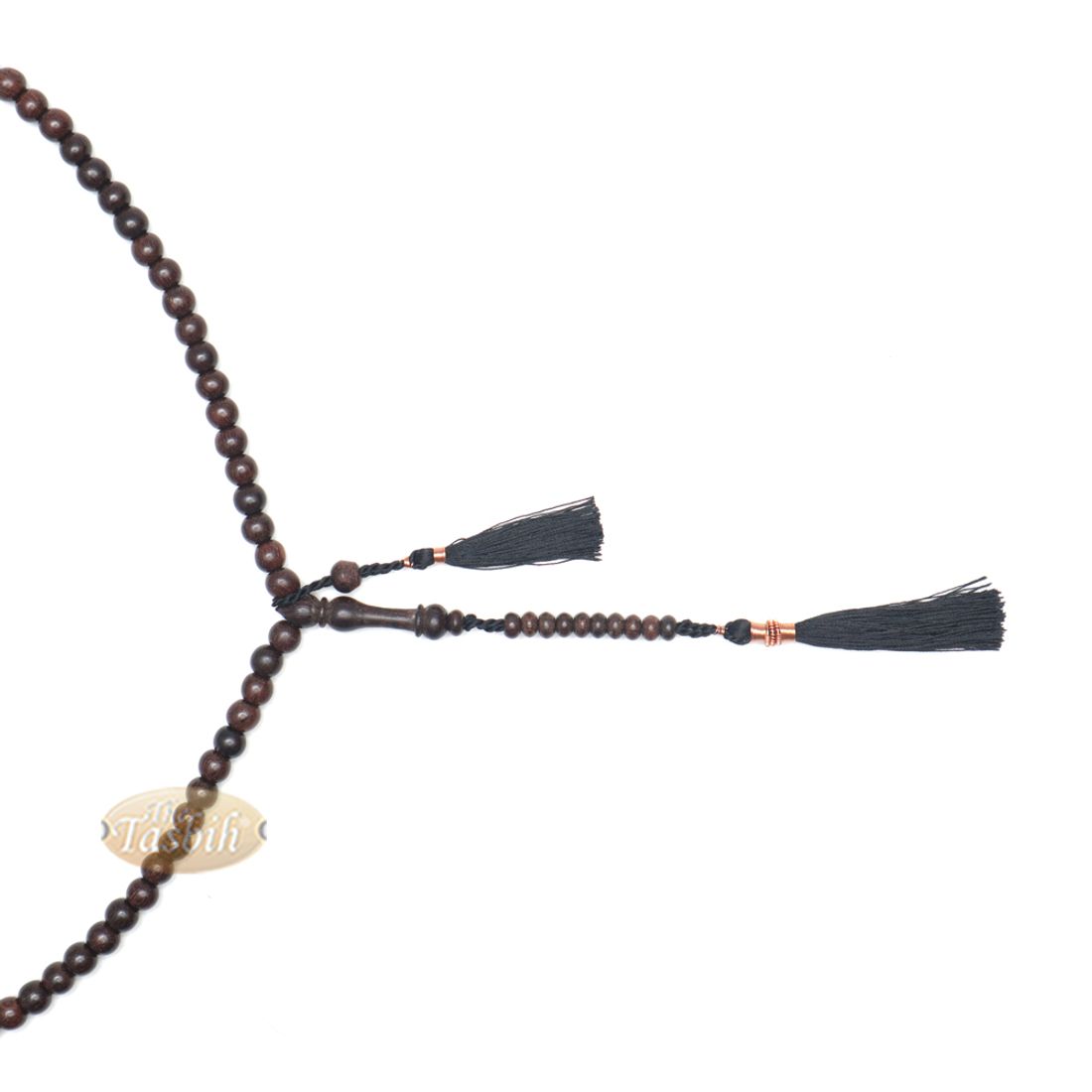 Muslim Tasbih Prayer Necklace – 8mm Tamarind Wood 100-beads with Black Tassels
