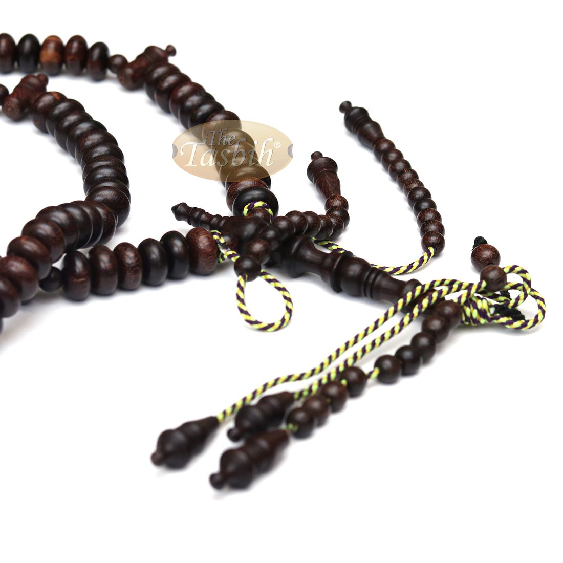 LIMITED EDITION Tijani Tariqah Dhikr Tasbih Muslim Prayer Beads 12x7mm Oval Beads from Tamarind Wood – Handcarved Alif Dividers in Gift Box