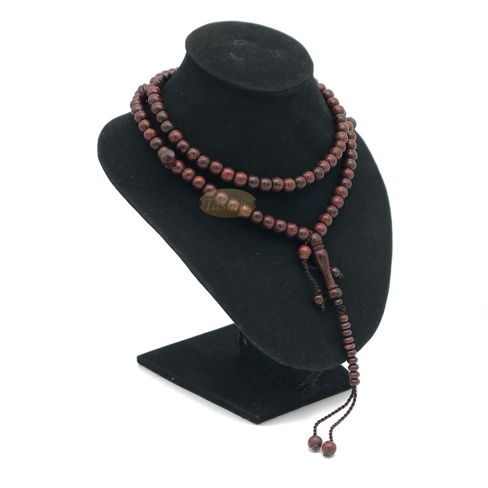 Tijani Tamarind Wood Tasbih 8 mm-Bead Handmade Dark Brown Wooden Prayer Beads