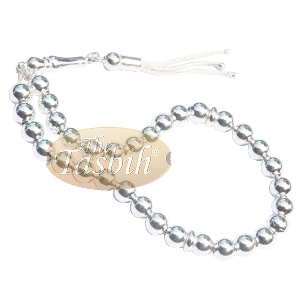 6 mm Sterling Silver Prayer Beads 33 Plain Round Beads Divided