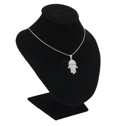 Large-Size Sterling Silver Shiny Hand Allah Hand Diamond-Cut Edge Design Pendant