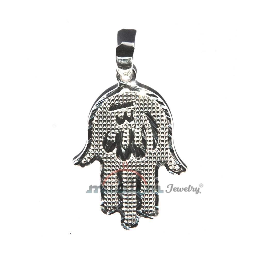 Allah Pendant Sterling Silver Shiny Border Islamic Hand-Shape